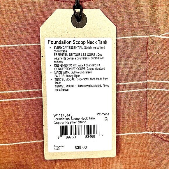 NWT Prana Foundation Scoop Neck Tank in Copper Heather Stripe - Size Small - Picture 3 of 8